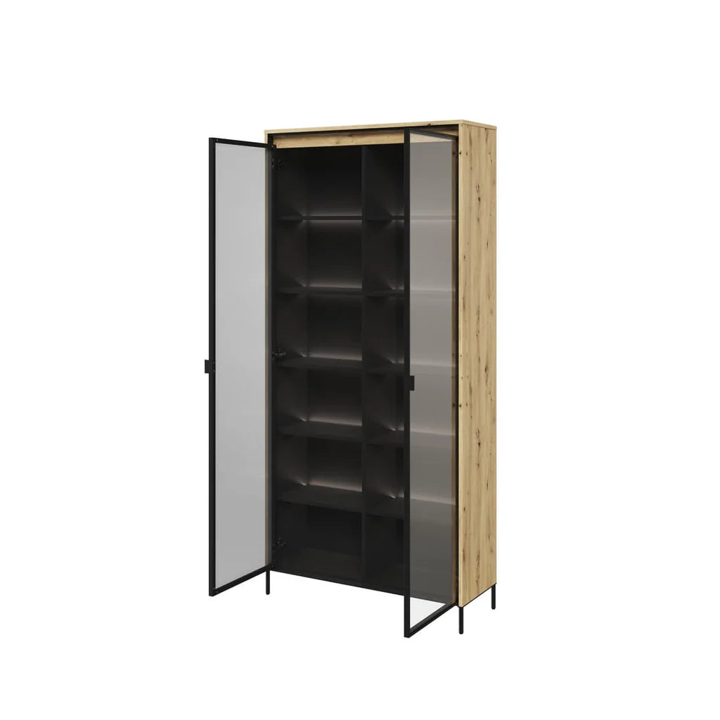 Trend TR Tall Wooden 2 Door Display Cabinet in Oak Artisan