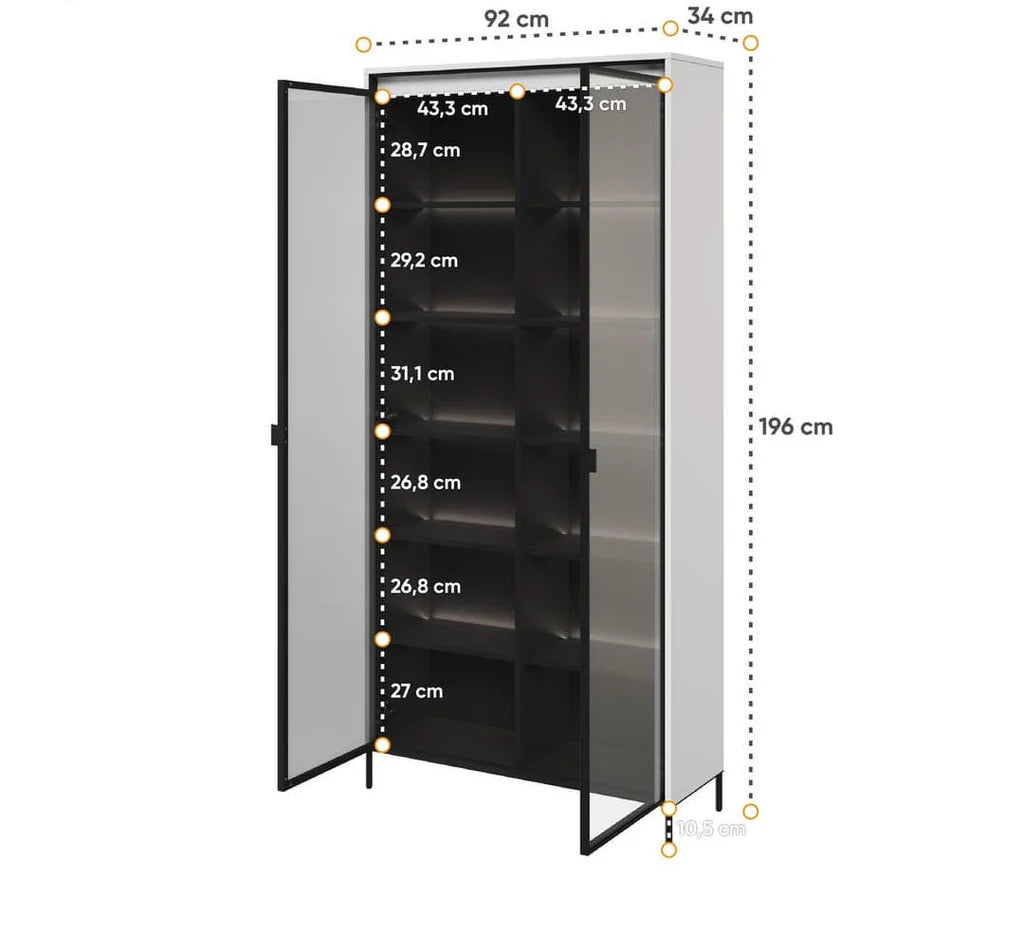 Trend TR Tall Wooden 2 Door Display Cabinet in White Matt