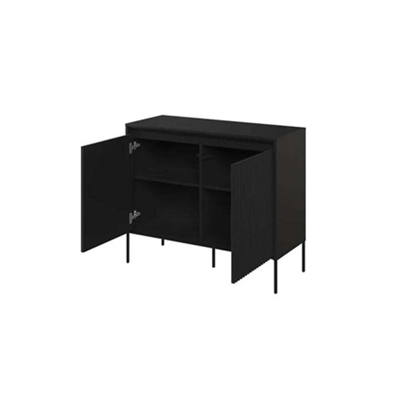 Trend Wooden Sideboard 2 Doors in Black Matt with Black Metal Legs - Furniture One Shop