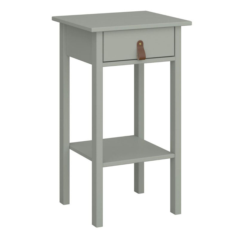 Tromso 1 Drawer Bedside Table in Olive with Leather Handles - UK