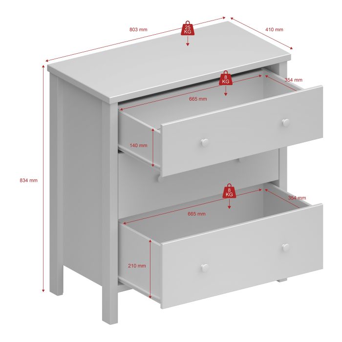 Tromso 3 Drawer Chest Off White - UK