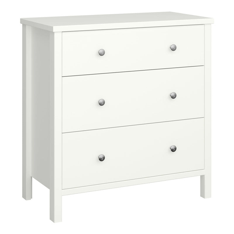 Tromso Woodedn 3 Drawer Chest of Drawers in Off White - UK