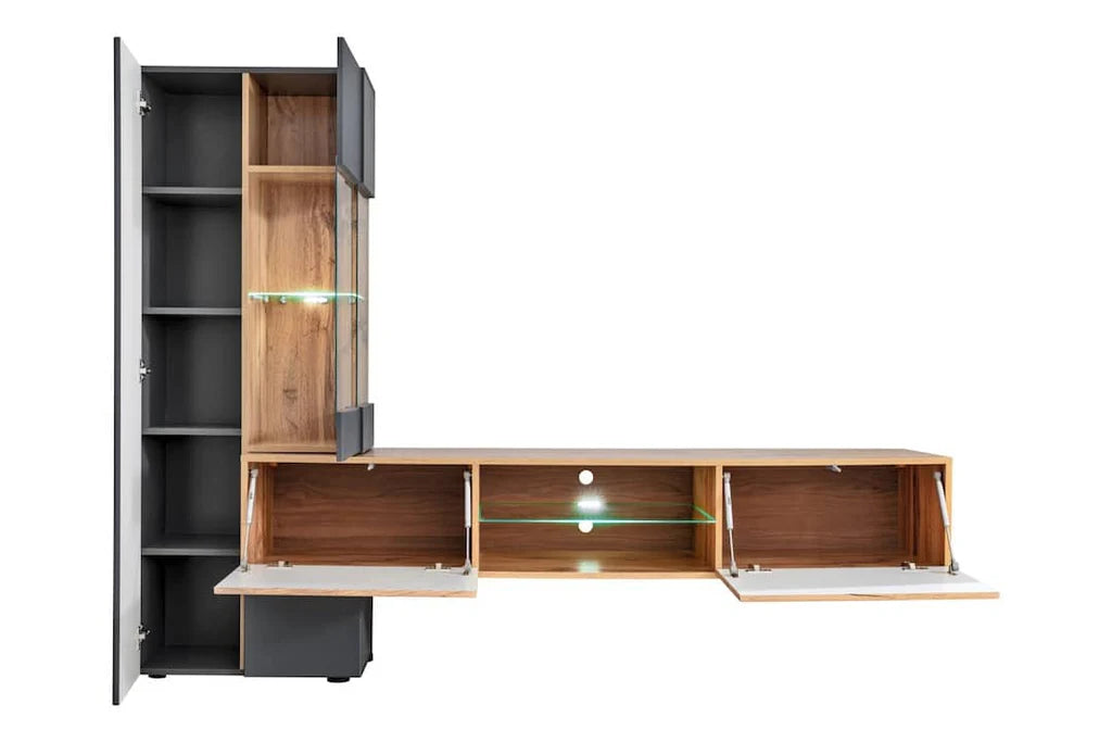 Try Wooden TV Entertainment Unit in Oak Wotan & Anthracite