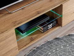 Try Wooden TV Entertainment Unit in Oak Wotan & Anthracite - Furniture One Shop