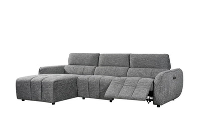 Turin Fabric Electric Recliner Left Hand Corner Sofa In Charcoal