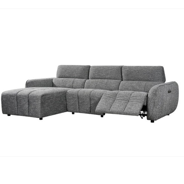 Turin Fabric Electric Recliner Left Hand Corner Sofa In Charcoal