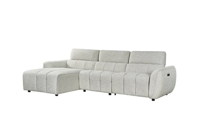 Turin Fabric Electric Recliner Left Hand Corner Sofa In Silver