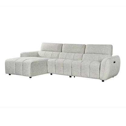 Turin Fabric Electric Recliner Left Hand Corner Sofa In Silver