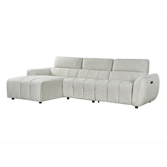 Turin Fabric Electric Recliner Left Hand Corner Sofa In Silver
