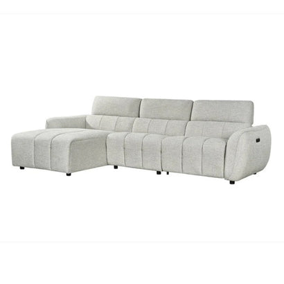 Turin Fabric Electric Recliner Left Hand Corner Sofa In Silver