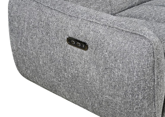 Turin Fabric Electric Recliner Right Hand Corner Sofa In Charcoal