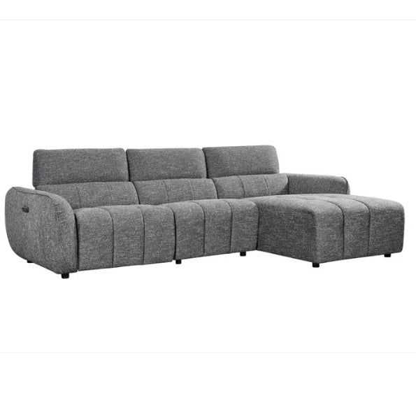 Turin Fabric Electric Recliner Right Hand Corner Sofa In Charcoal