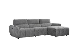 Turin Fabric Electric Recliner Right Hand Corner Sofa In Charcoal