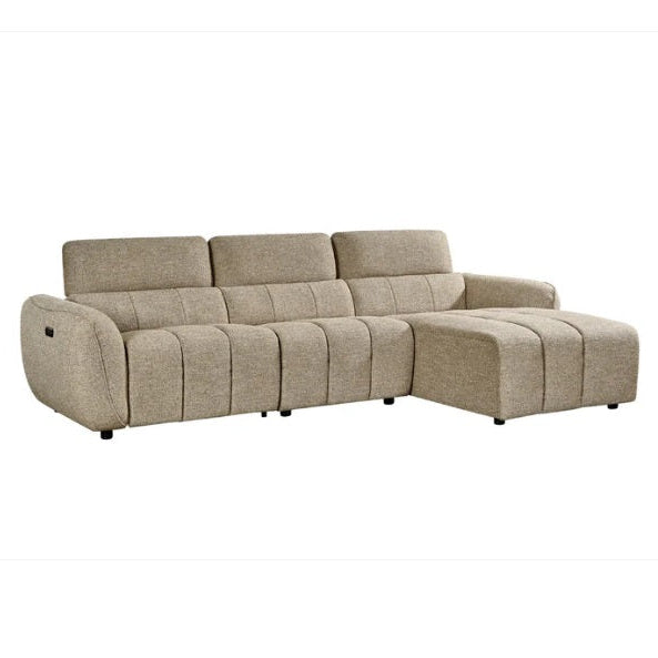 Turin Fabric Electric Recliner Right Hand Corner Sofa In Mocha
