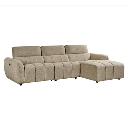 Turin Fabric Electric Recliner Right Hand Corner Sofa In Mocha