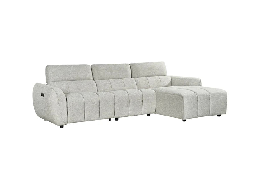 Turin Fabric Electric Recliner Right Hand Corner Sofa In Silver
