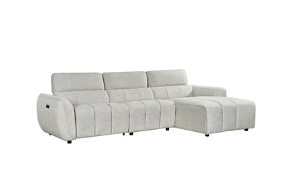 Turin Fabric Electric Recliner Right Hand Corner Sofa In Silver