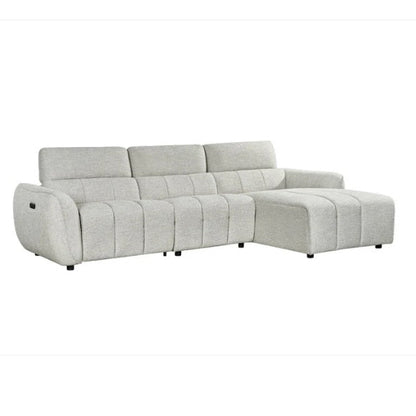 Turin Fabric Electric Recliner Right Hand Corner Sofa In Silver