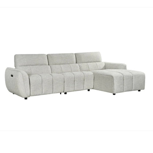 Turin Fabric Electric Recliner Right Hand Corner Sofa In Silver