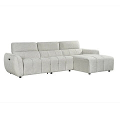 Turin Fabric Electric Recliner Right Hand Corner Sofa In Silver
