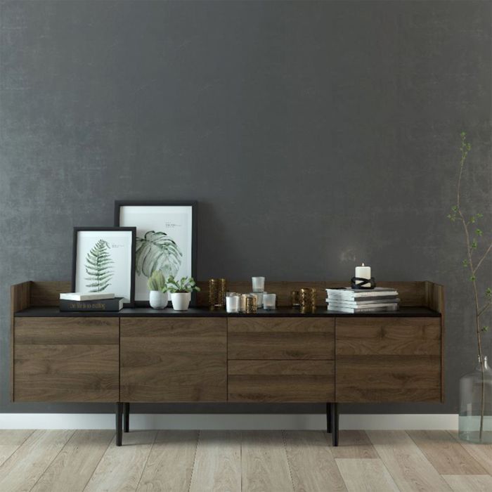 Unit Sideboard 2 Drawers 3 Doors in Walnut and Black - UK