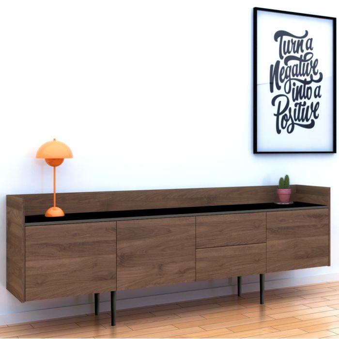 Unit Sideboard 2 Drawers 3 Doors in Walnut and Black - UK