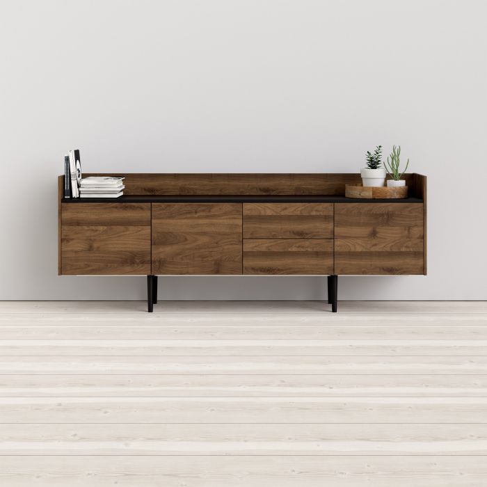 Unit Sideboard 2 Drawers 3 Doors in Walnut and Black - UK