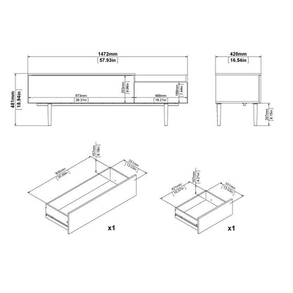 Unit Sideboard 2 Drawers 3 Doors in White and Walnut - UK