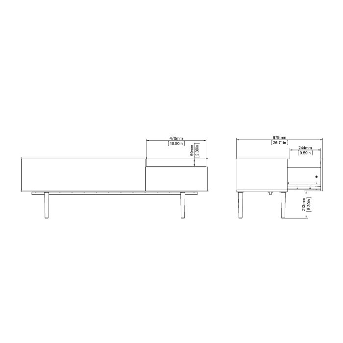 Unit Sideboard 2 Drawers 3 Doors in White and Walnut - UK