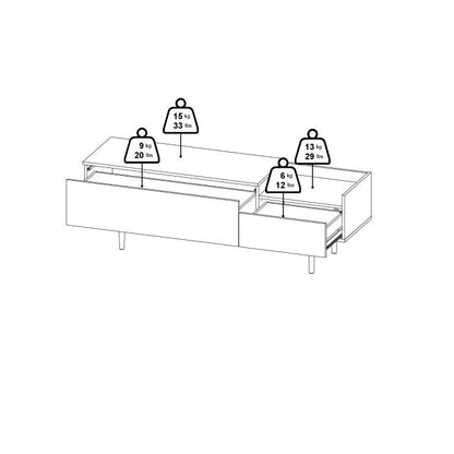 Unit Sideboard 2 Drawers 3 Doors in White and Walnut - UK