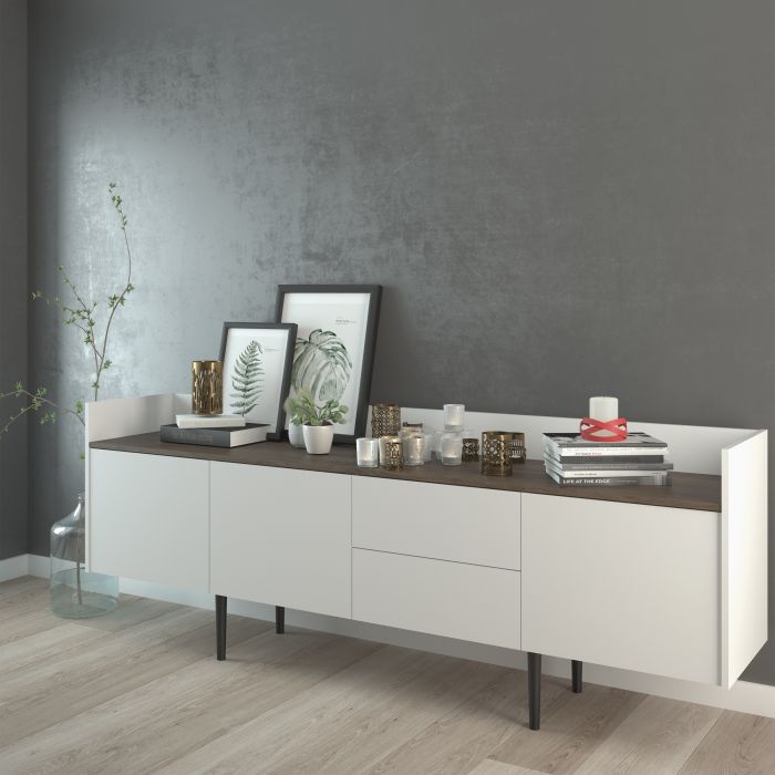 Unit Sideboard 2 Drawers 3 Doors in White and Walnut - UK