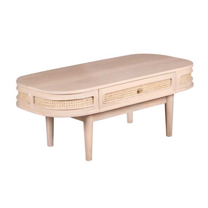 Valencia Cane & Mango Wood 1 Drawer Coffee Table - UK