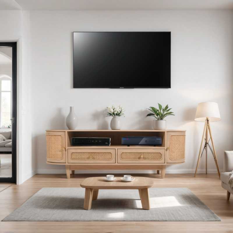 Valencia Cane & Mango Wood 2 Drawers And 2 Door TV Stand - UK