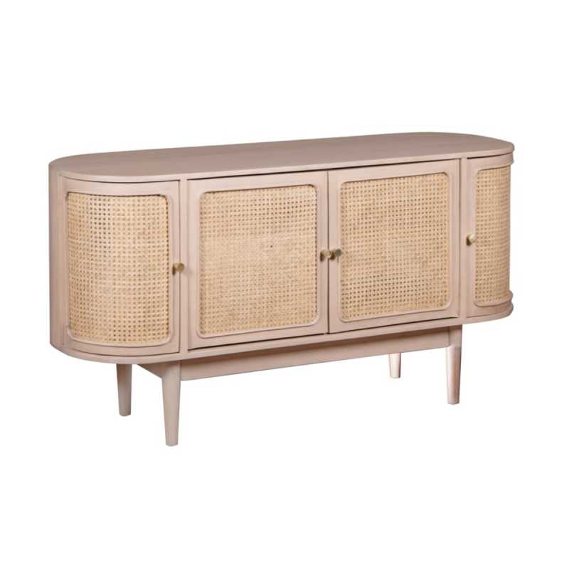 Valencia Cane & Mango Wood 4 Doors Sideboard - UK