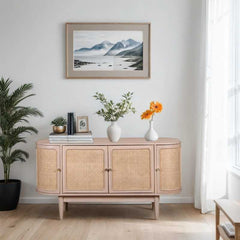 Valencia Cane & Mango Wood 4 Doors Sideboard - UK