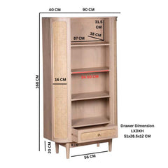 Valencia Cane & Mango Wood Bookcase - UK