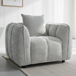 Venice Channel Tufted Armchair In Grey