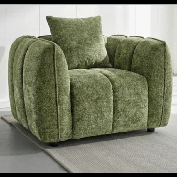 Venice Channel Tufted Armchair In Olive