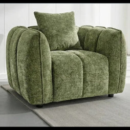 Venice Channel Tufted Armchair In Olive