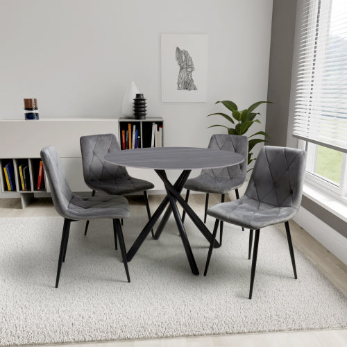 Vernon Grey Velvet Dining Chairs With Black Legs (Pack of 4)