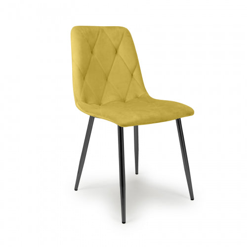 Vernon Mustard Velvet Dining Chairs With Black Legs (Pack of 4)