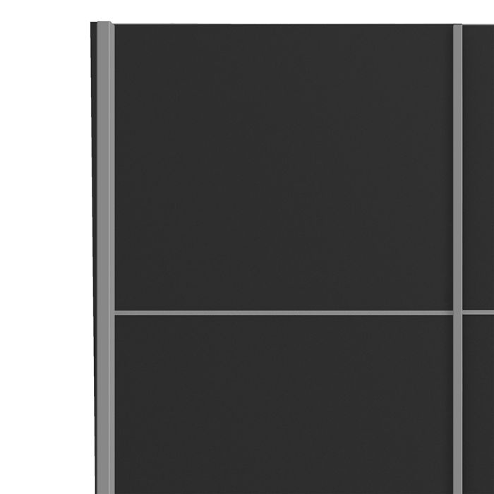 Verona Sliding Wardrobe 120cm in Black Matt with Black Matt Doors with 2 Shelves - UK