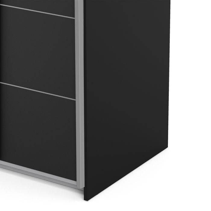 Verona Sliding Wardrobe 120cm in Black Matt with Black Matt Doors with 2 Shelves - UK