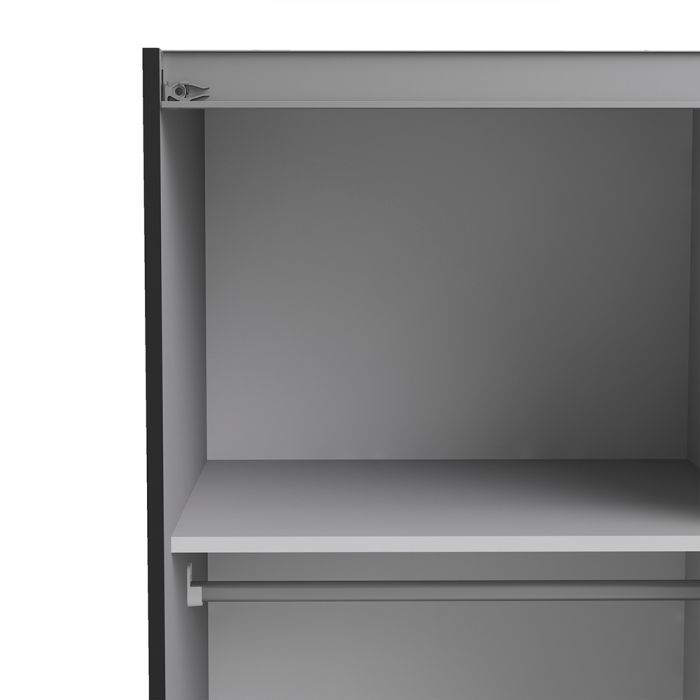 Verona Sliding Wardrobe 120cm in Black Matt with Black Matt Doors with 2 Shelves - UK