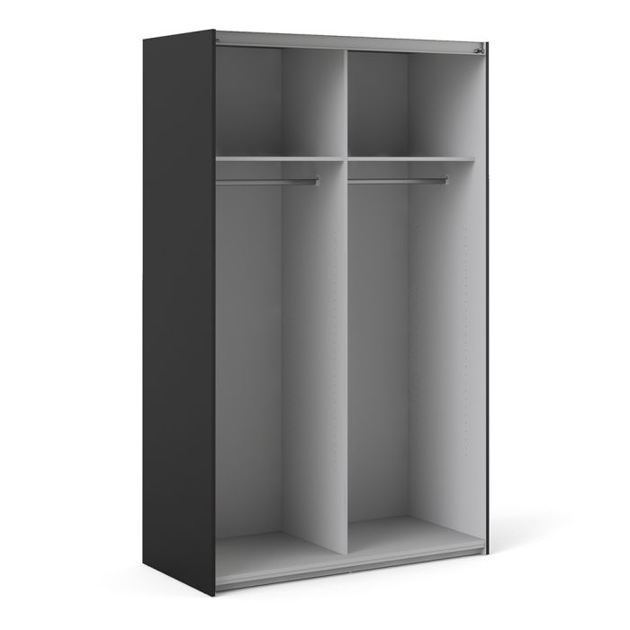 Verona Sliding Wardrobe 120cm in Black Matt with Black Matt Doors with 2 Shelves - UK