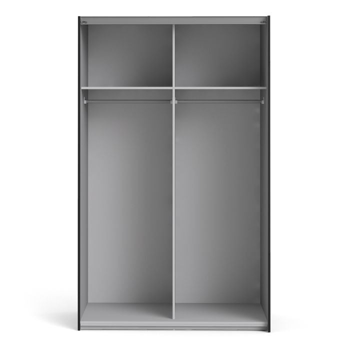 Verona Sliding Wardrobe 120cm in Black Matt with Black Matt Doors with 2 Shelves - UK