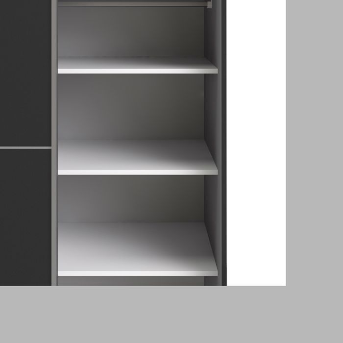 Verona Sliding Wardrobe 120cm in Black Matt with Black Matt Doors with 5 Shelves - UK