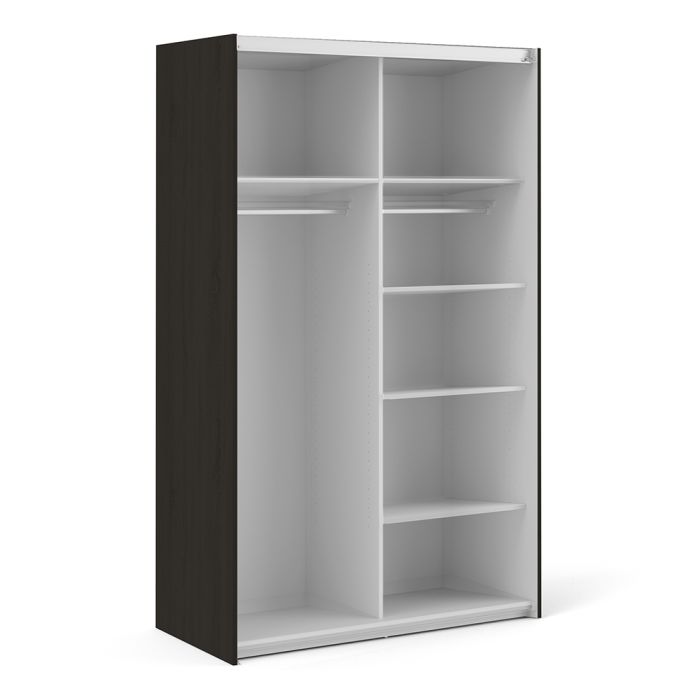 Verona Sliding Wardrobe 120cm in Black Matt with Black Matt Doors with 5 Shelves - UK