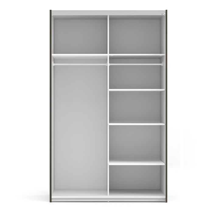 Verona Sliding Wardrobe 120cm in Black Matt with Black Matt Doors with 5 Shelves - UK