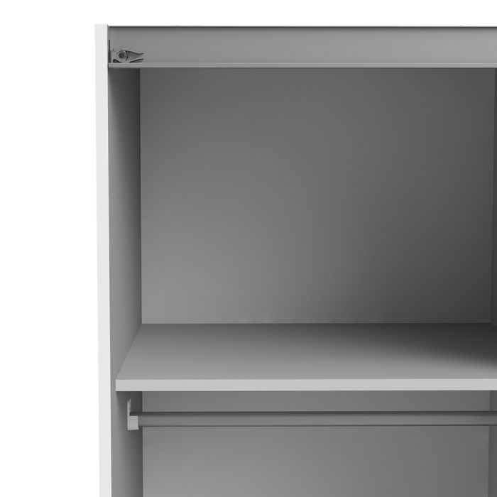 Verona Sliding Wardrobe 120cm in White with Oak Doors with 2 Shelves - UK